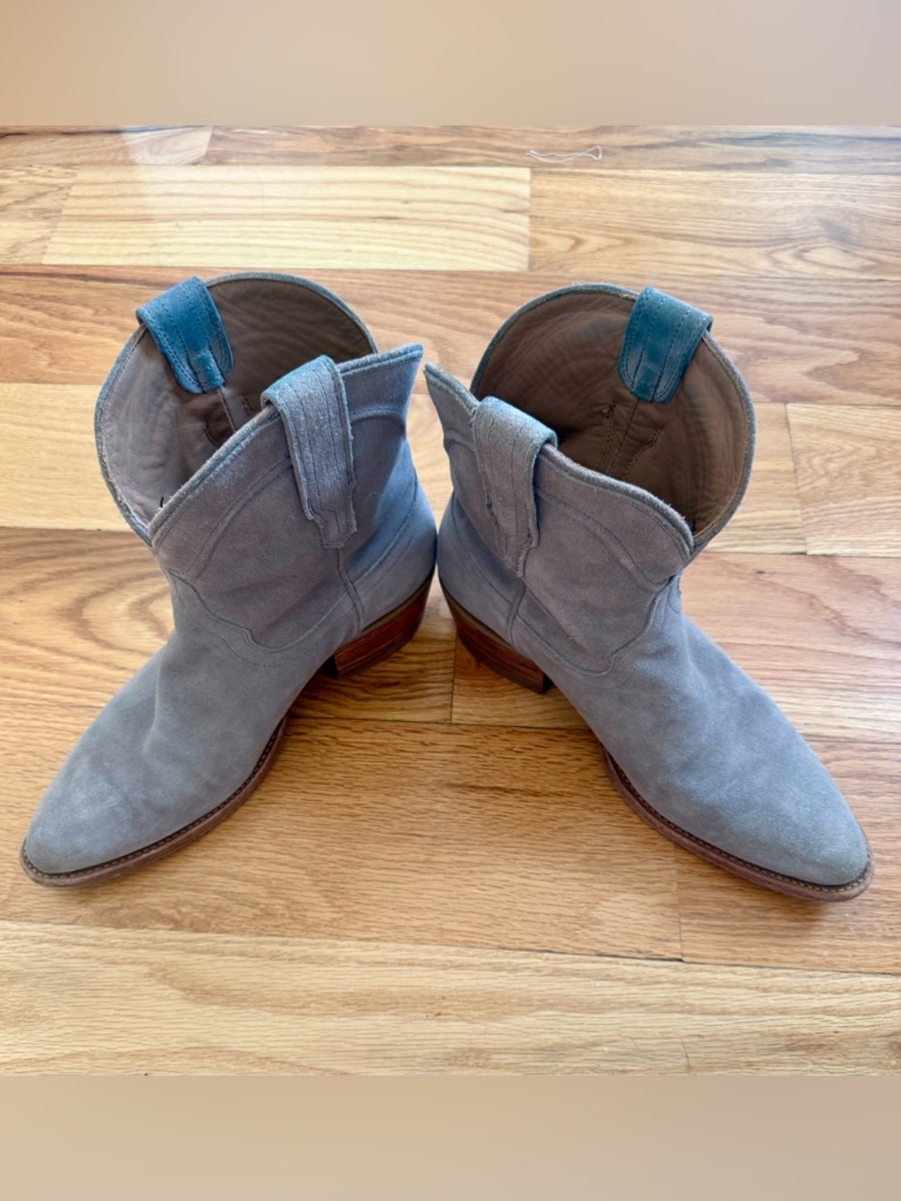 Tecovas Gray Suede Short Western Booties